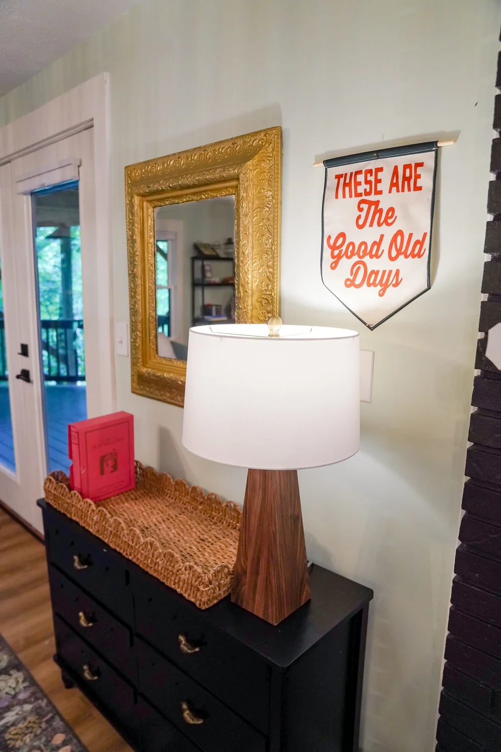 The Fernwood entry with a gold mirror and These Are The Good Old Days pennant