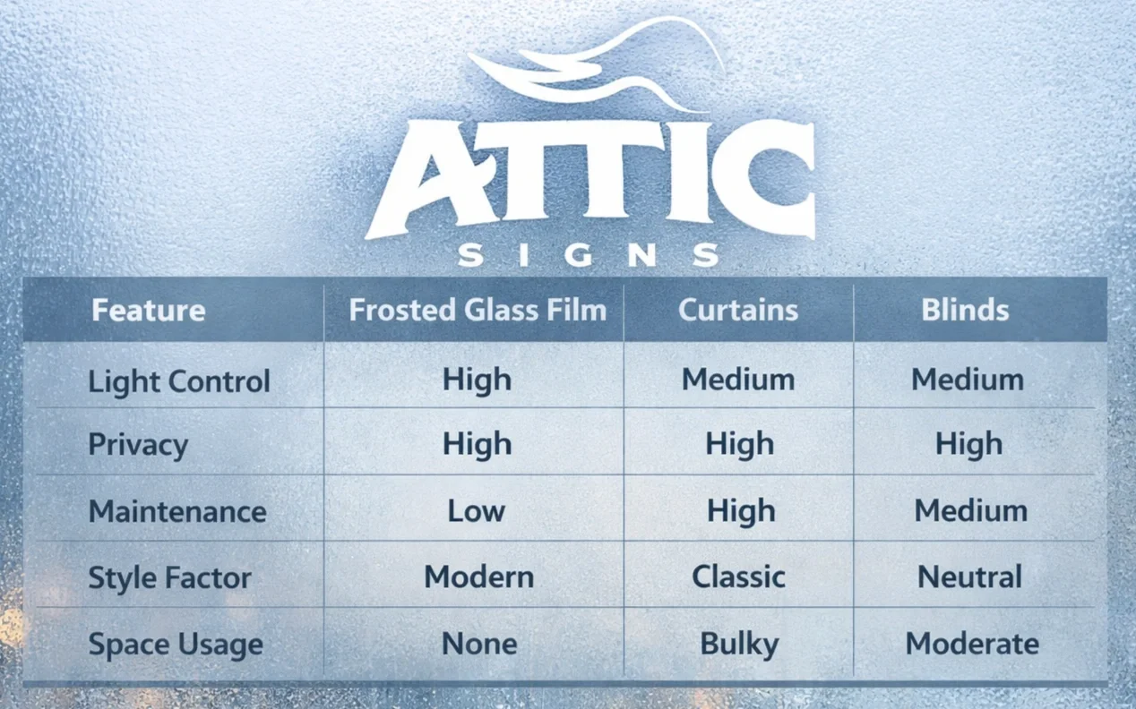 Frosting vs Blinds vs Curtain