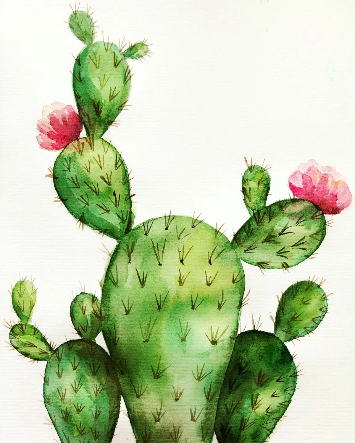 School Holidays - Cacti Water Colour Painting  