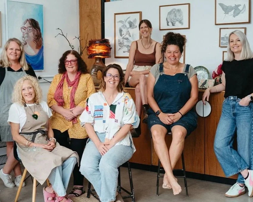 Resident artists of The Light Box Torquay together in the studio