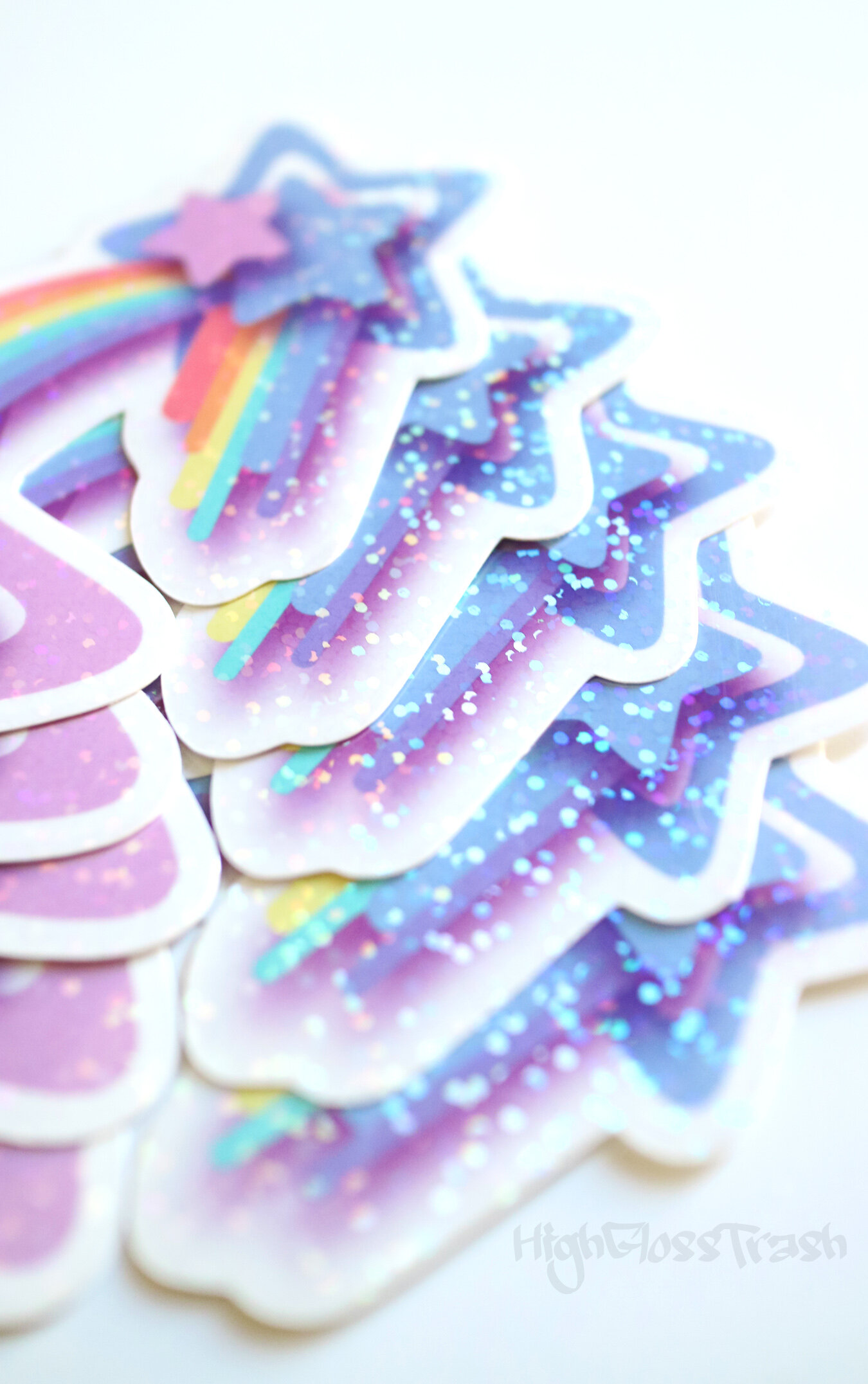 Blue starry holographic glossy sticker