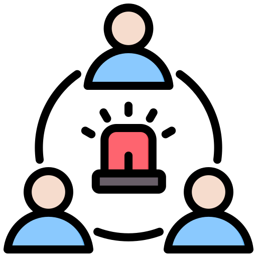 Simple illustration of three people connected in a triangular formation, with a red magnet in the center.