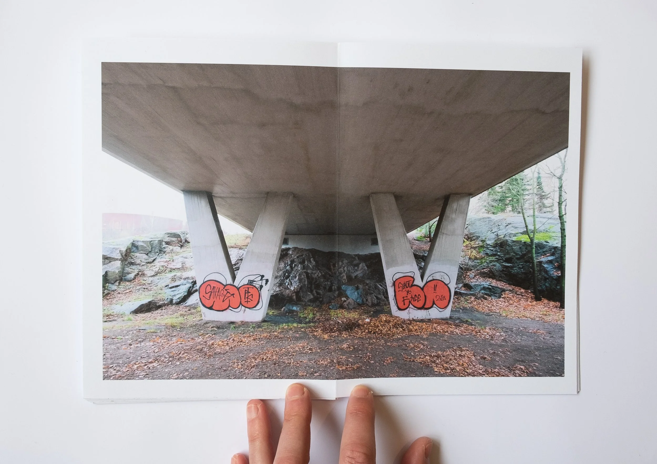 Helsinki piles with graffiti under a bridge