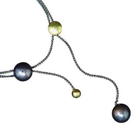Bbatji necklace, interactive jewelry for a uniquely playful experience, 18K gold and oxidized silver