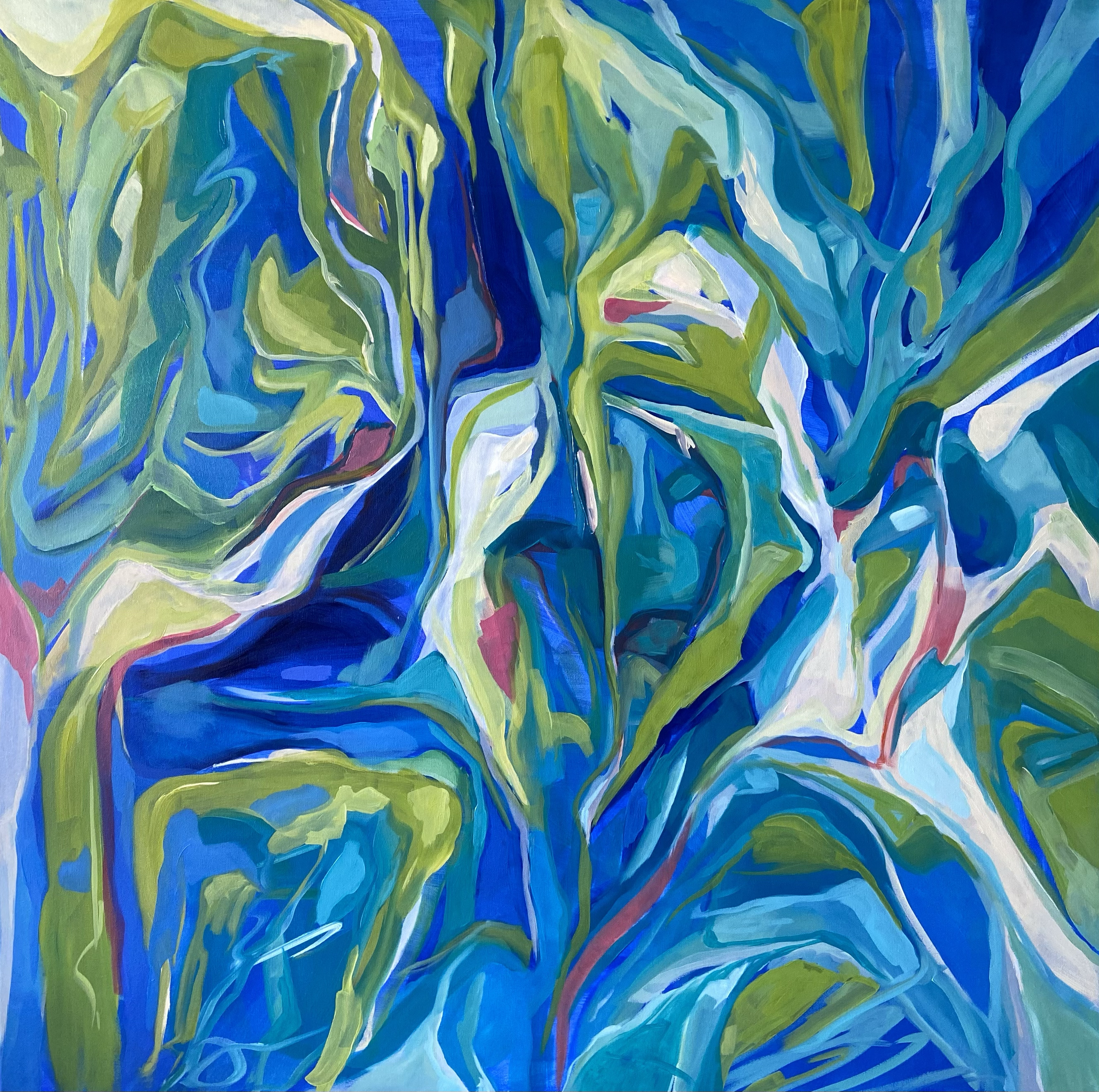 Mindful in blue 100x100x1.5 cm  oil on canvas