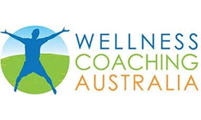 Logo of Wellness Coaching Australia featuring a stylized person jumping with arms outstretched over a green and blue globe