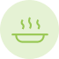 A solid green circle on a white background.