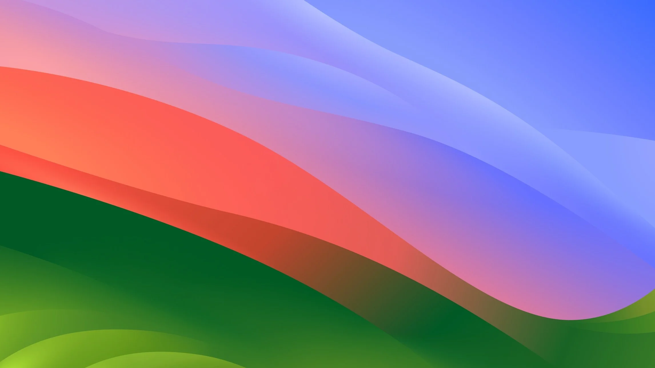 Abstract colorful background with smooth flowing curved bands in shades of purple, pink, blue, green, and orange.