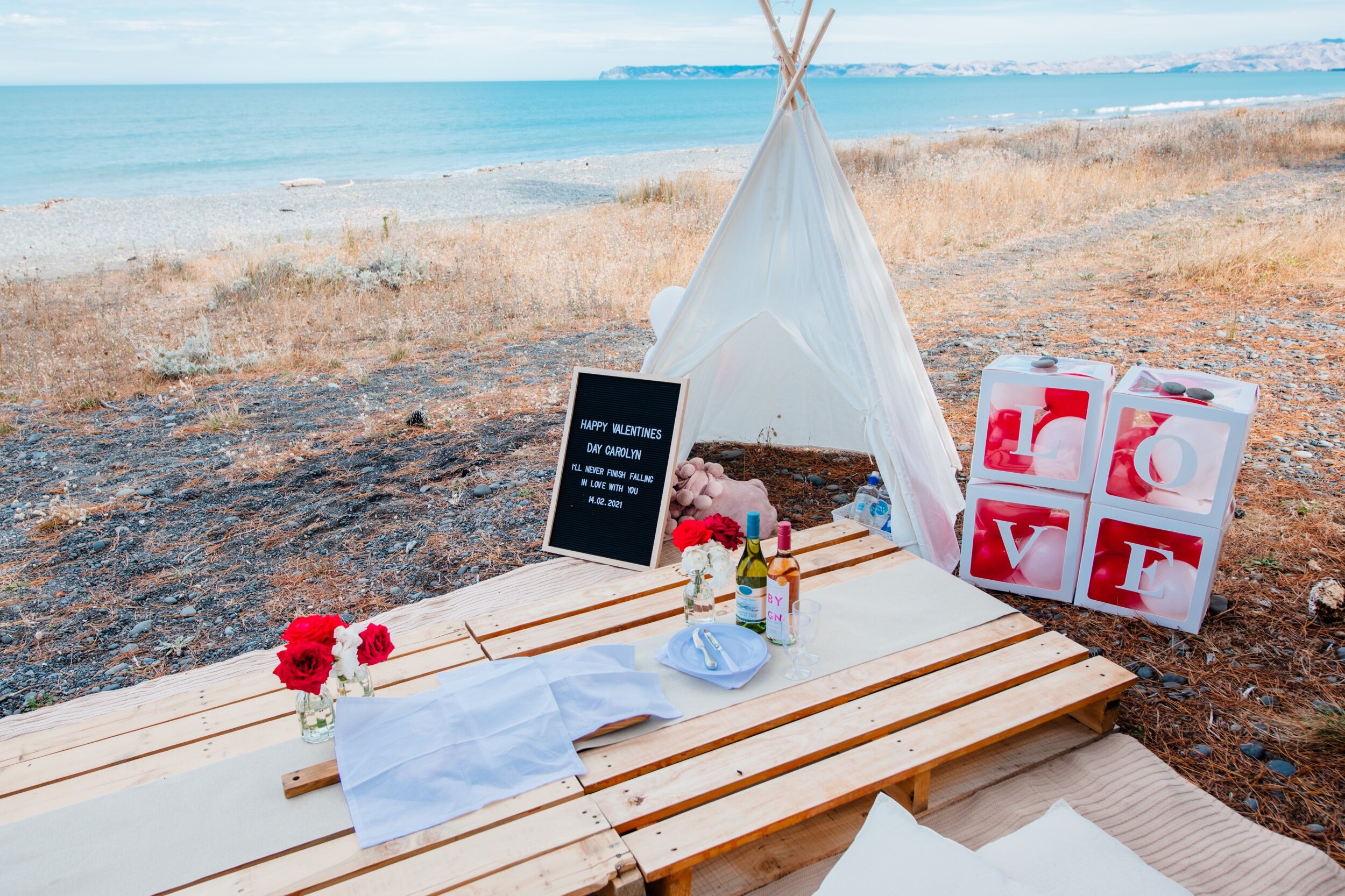 romantic picnic on beach