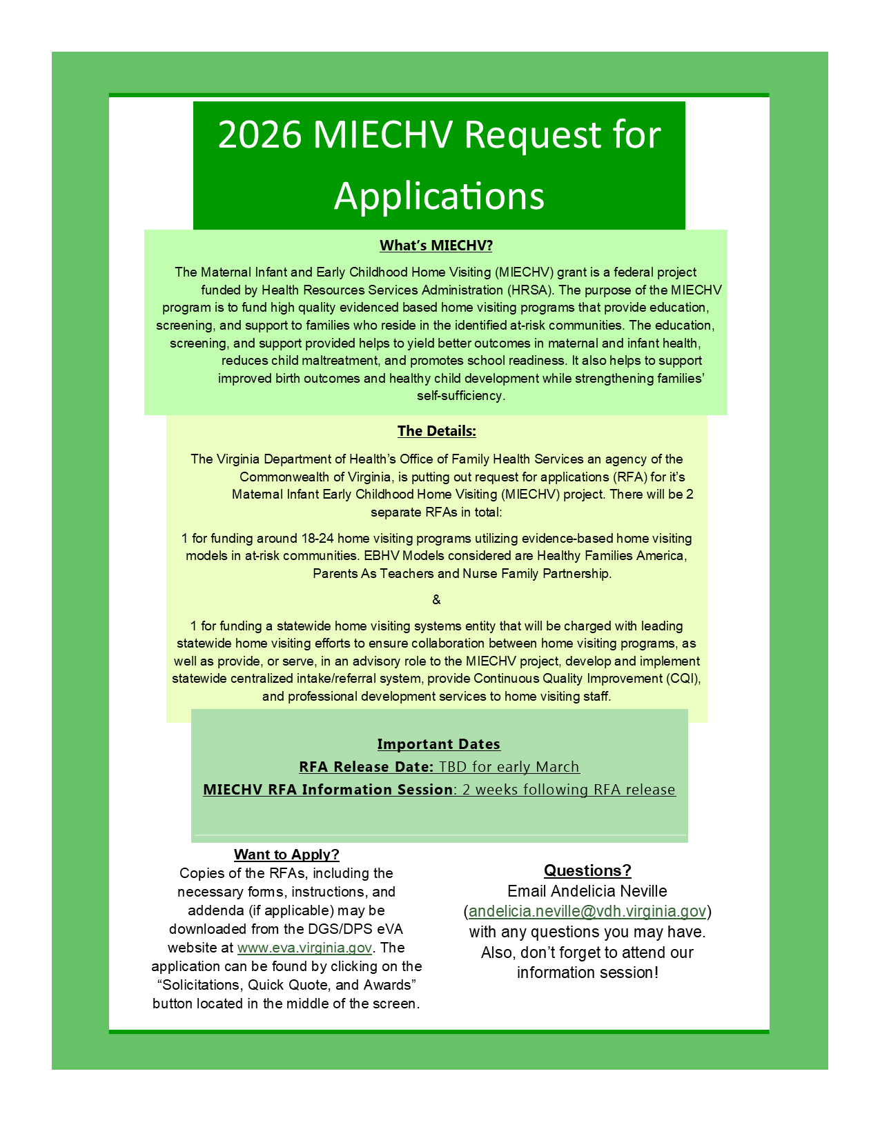 2026 MIECHV Request for Applications