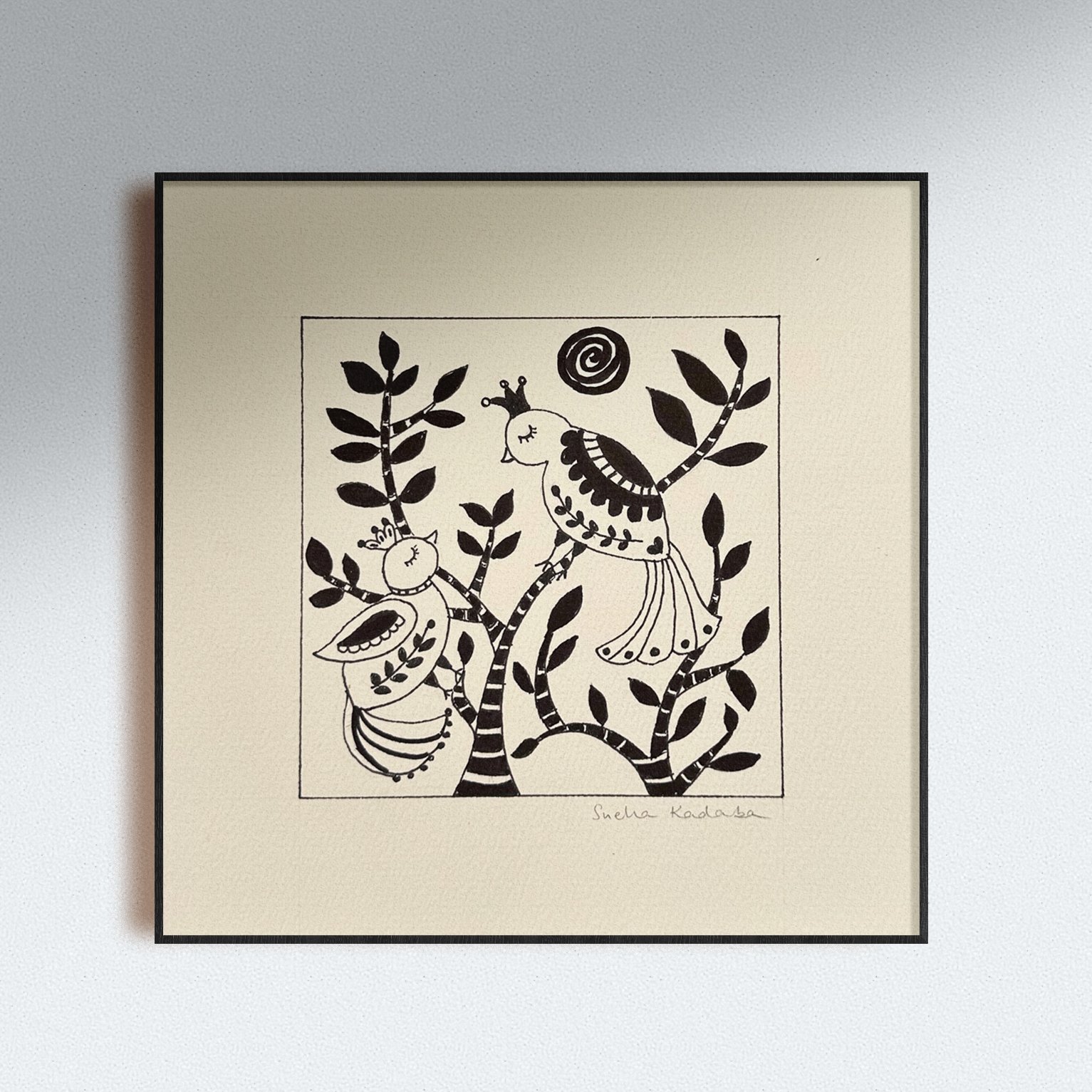 Folk birds original painting