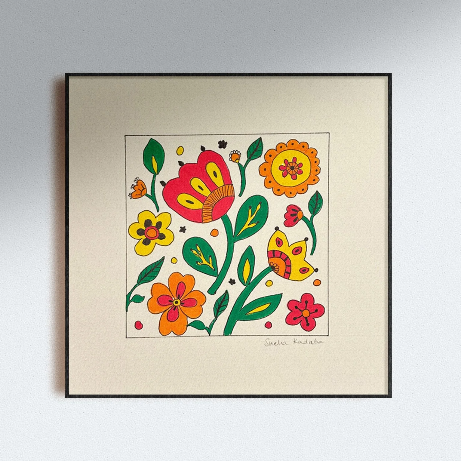 Folk flowers original painting