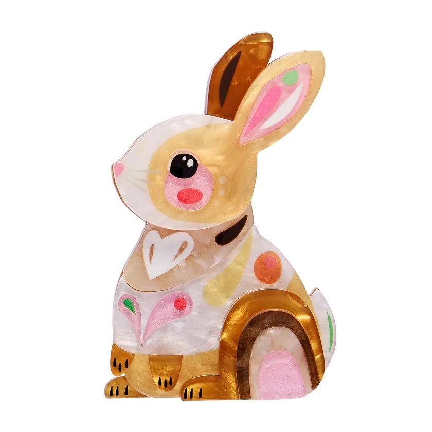 Erstwilder x Pete Cromer Maple the Bunny Brooch featuring a layered bunny design with a sweet, artful Easter-inspired look.