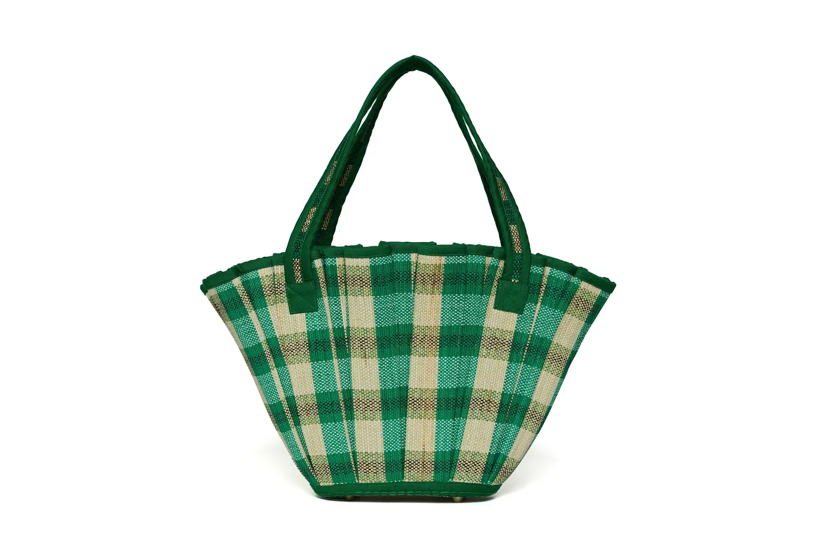 Back view of the Lorna Murray Darwin Mini Tropez Tote featuring handwoven natural grass fibres and comfortable carry handles.