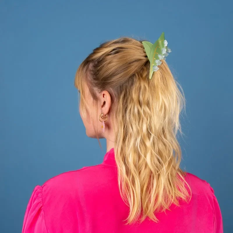 Coucou Suzette Lily of the Valley Hair Claw in glossy cellulose acetate, a delicate French flower hair accessory curated by Goosebump.