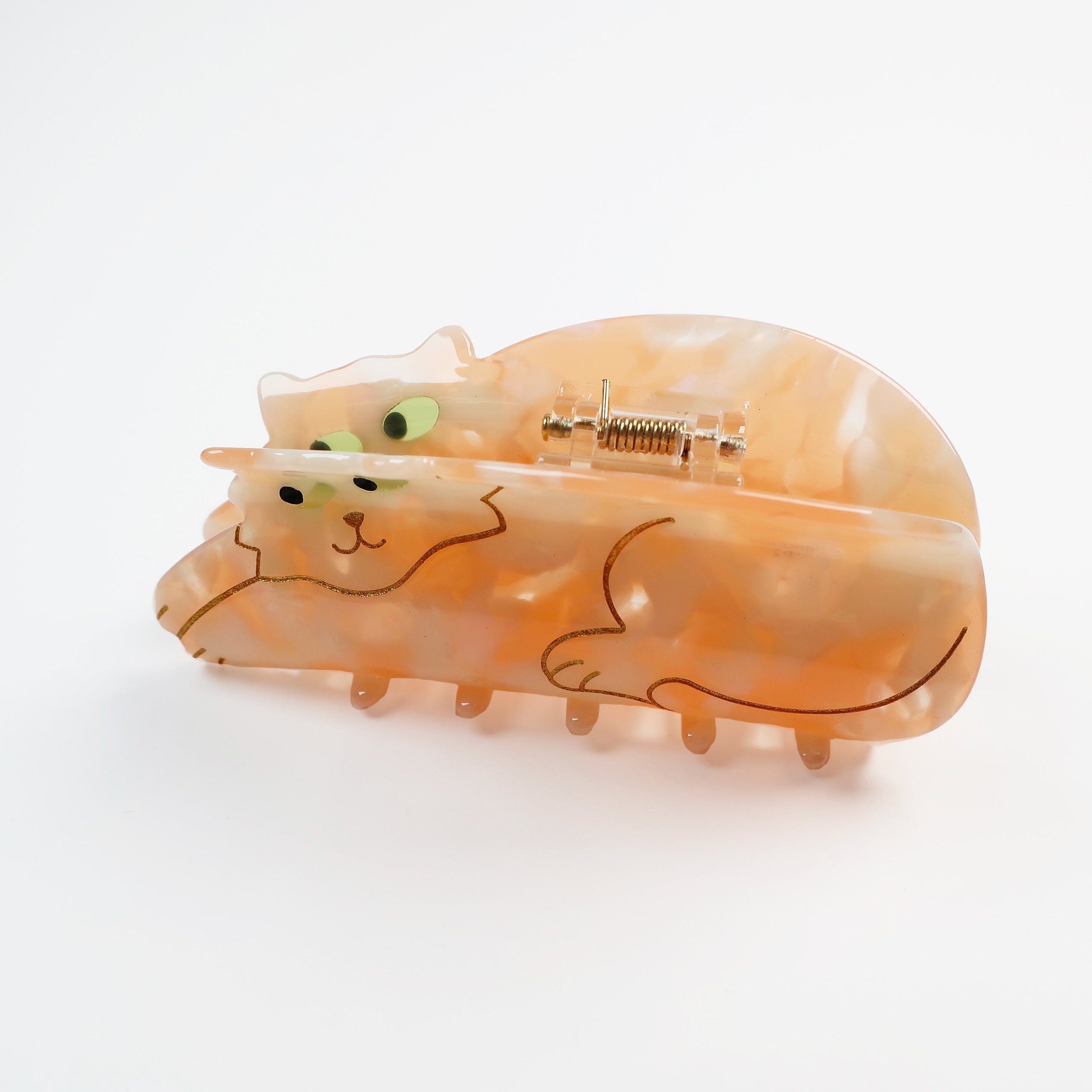 Coucou Suzette Ginger Cat Hair Claw in glossy cellulose acetate, a playful French cat hair accessory for cat lovers.