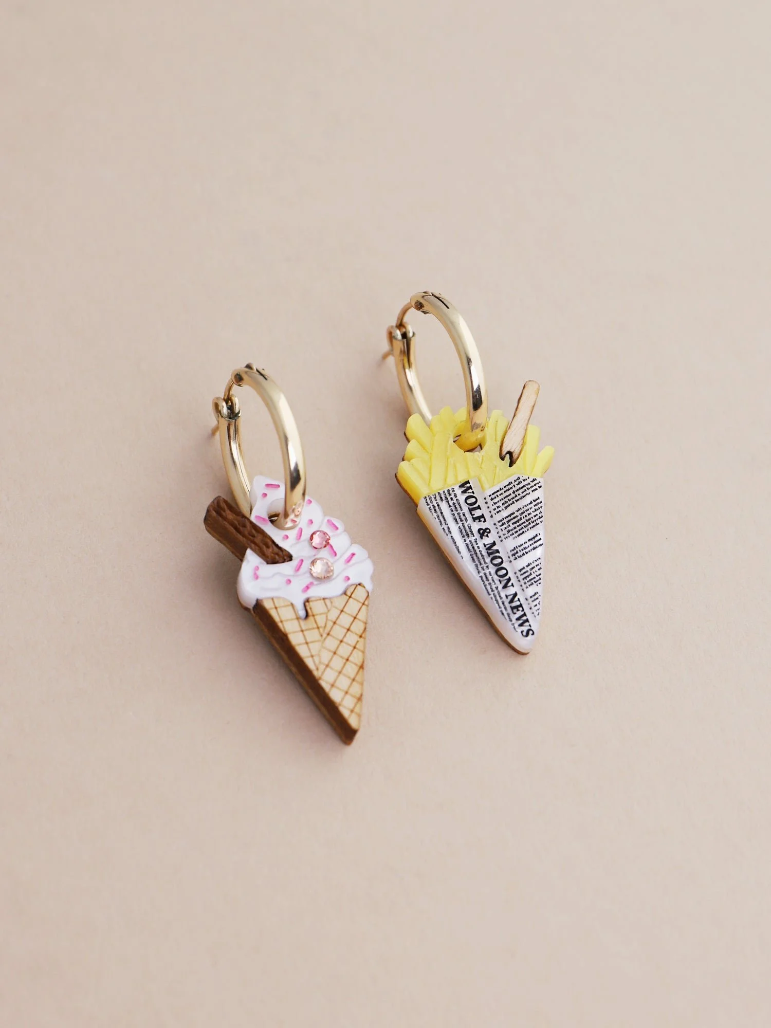 WOLF & MOON | 耳環 | 海灘錐形環形耳環