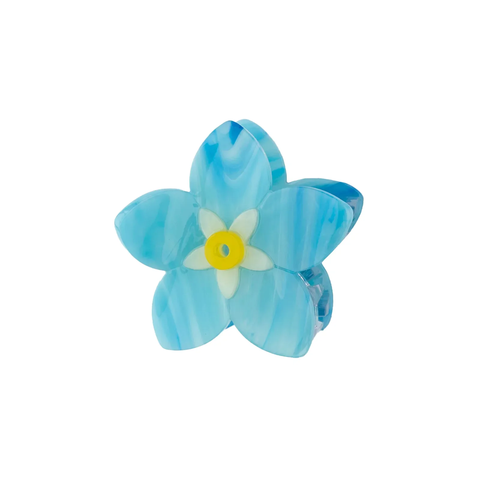 Coucou Suzette Forget-Me-Not Hair Claw in glossy cellulose acetate, a delicate French flower hair accessory curated by Goosebump.