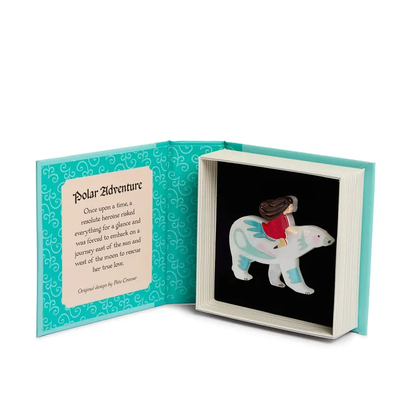 Erstwilder Polar Adventure Brooch from the Pete Cromer Fairy Tales Part 2 collection, a colourful adventure-inspired resin brooch for thoughtful gifting.