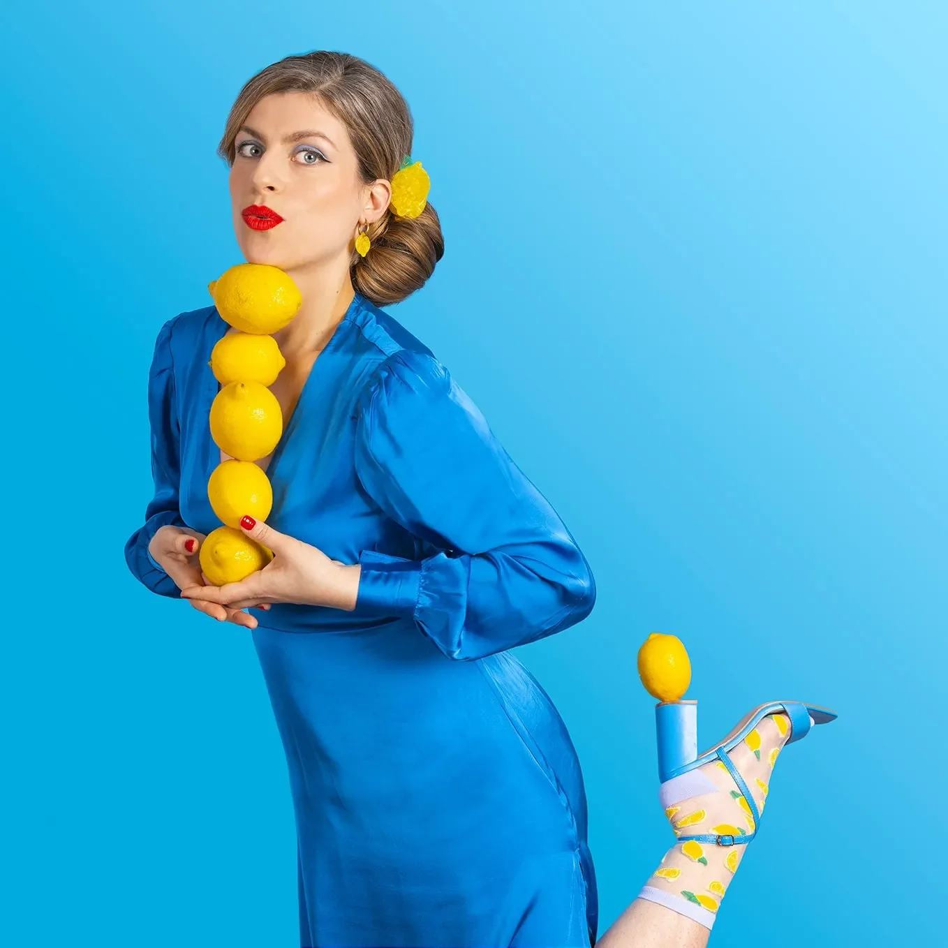 Coucou Suzette Lemon Hair Claw in glossy cellulose acetate, a cheerful French fruit-inspired hair accessory curated by Goosebump.