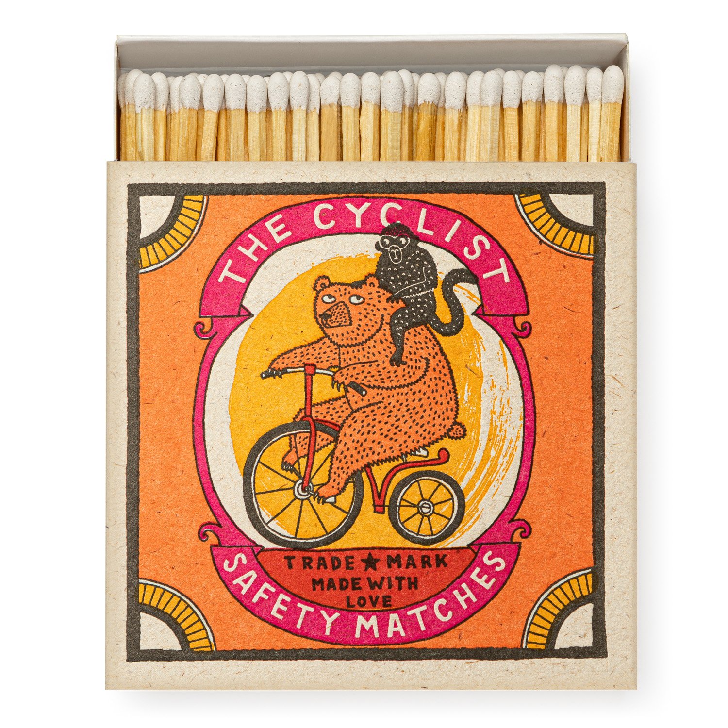 The Cyclist Matchbox by Charlotte Farmer, featuring vibrant cyclist design, available at Goosebump.live in Hong Kong.