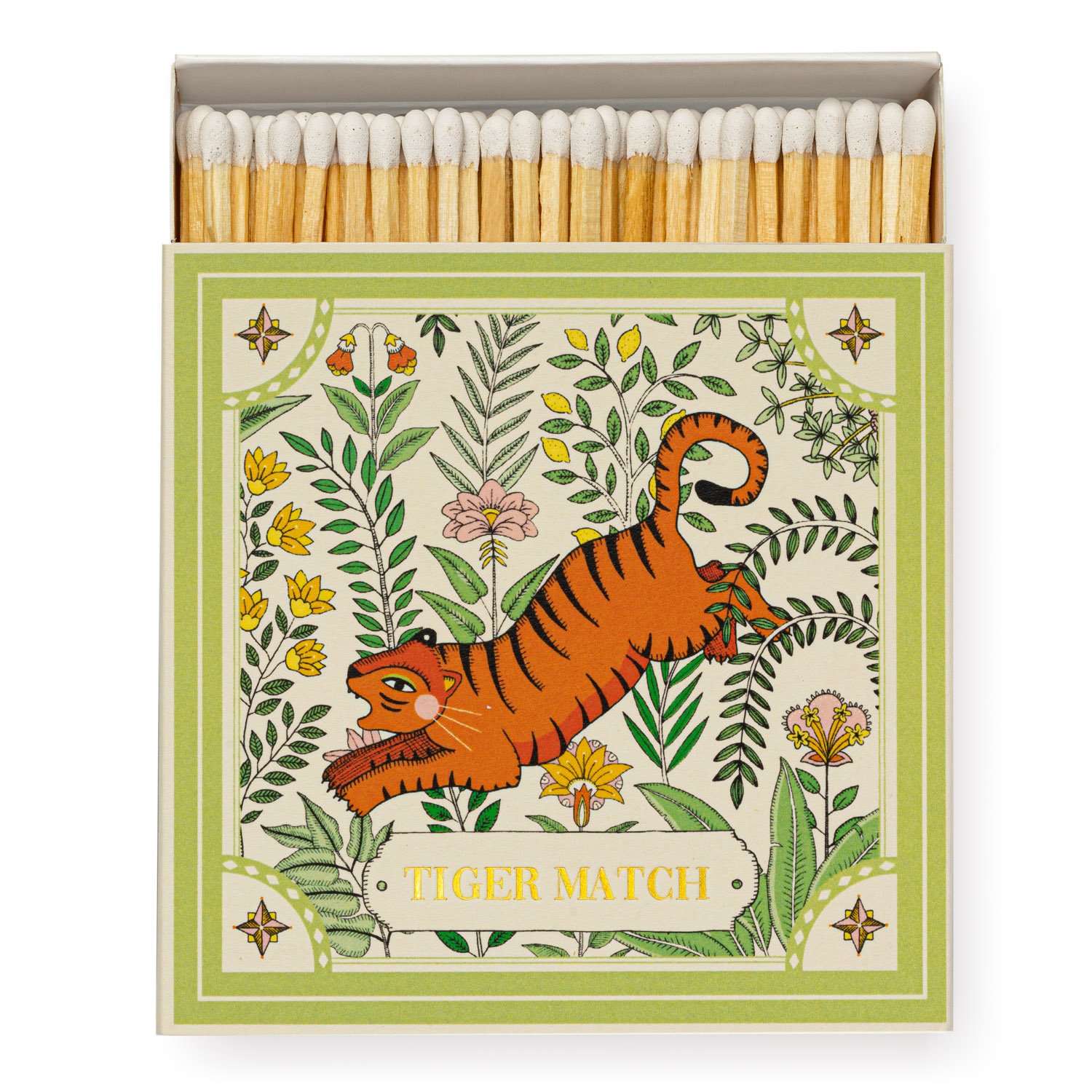 Ariane's Green Tiger Matchbox by Archivist, featuring vibrant design by Ariane Butto, available at Goosebump.live in Hong Kong.