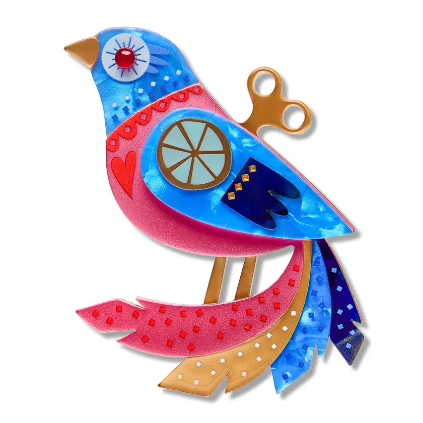Erstwilder The Wind Up Brooch from the Pete Cromer Fairy Tales Part 2 collection, a colourful storybook-inspired resin brooch for thoughtful gifting.