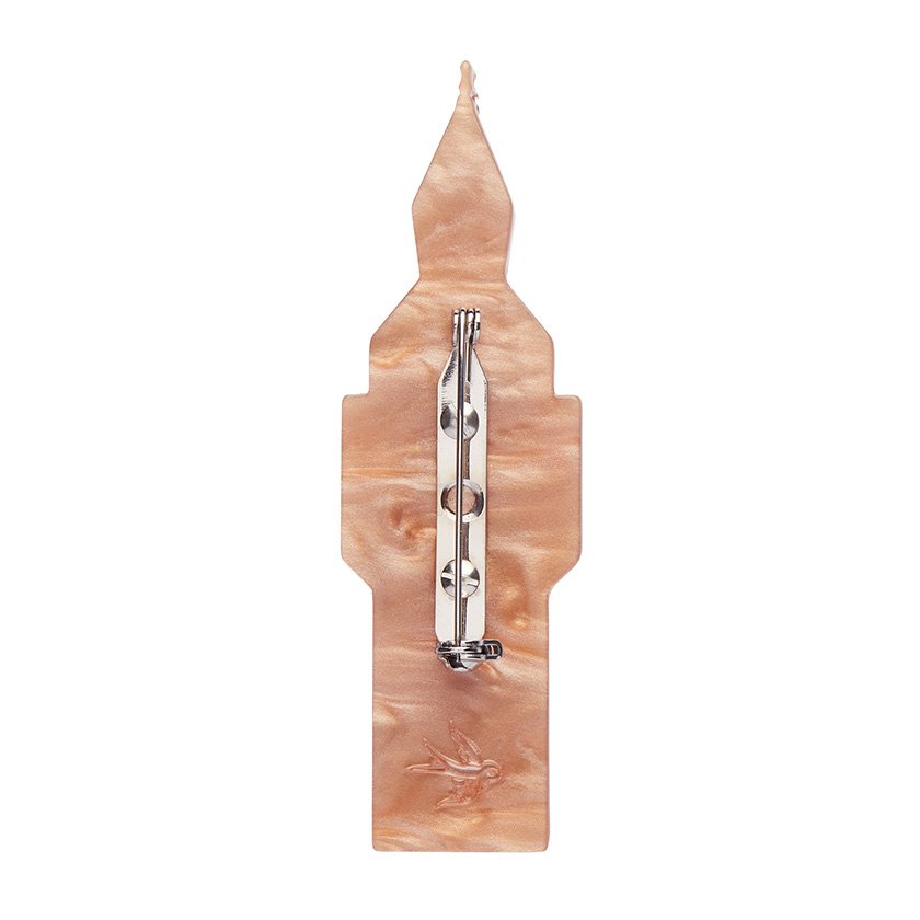 Big Ben Brooch - Handmade caramel and pearl resin British clock tower pin. Perfect for London and travel enthusiasts.
