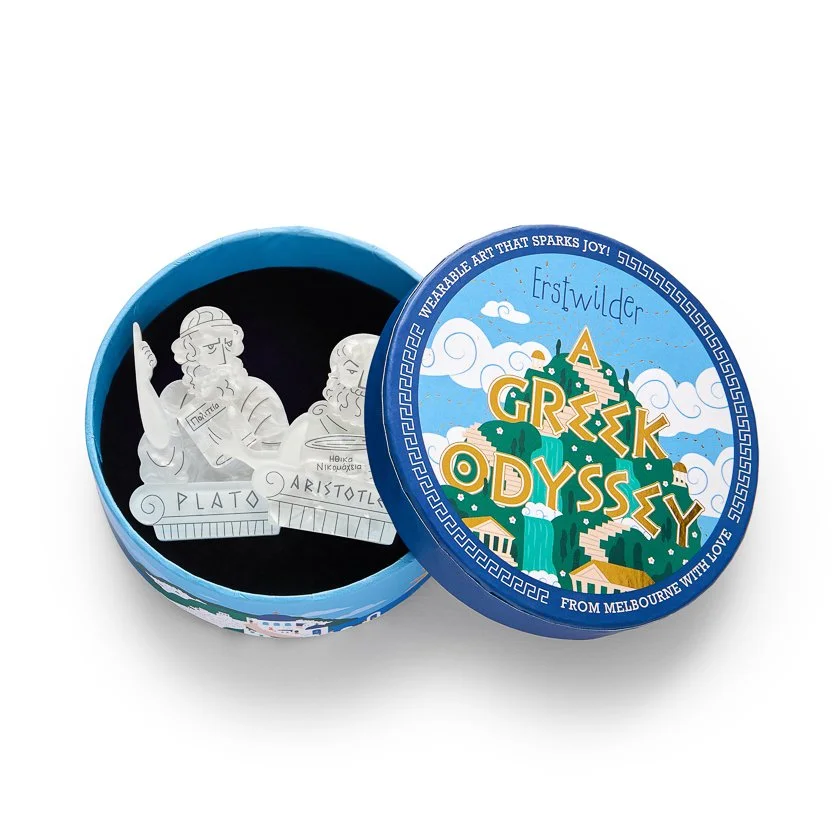 Erstwilder The OG Philosophers Brooch inspired by ancient Greek thinkers, handcrafted resin brooch with illustrated philosopher design