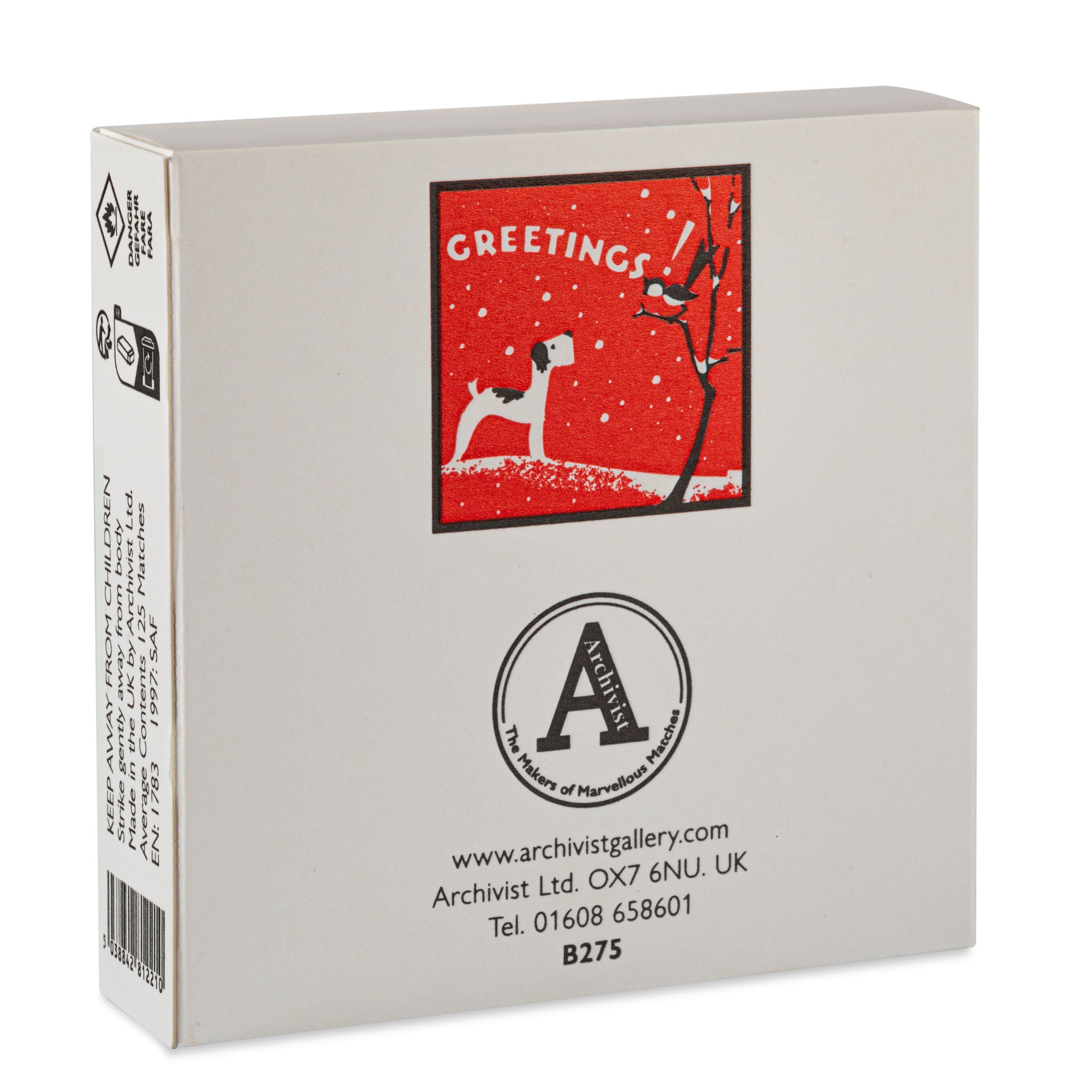 Winter Greetings! Matchbox by Archivist, featuring vintage Christmas design, available at Goosebump.live in Hong Kong