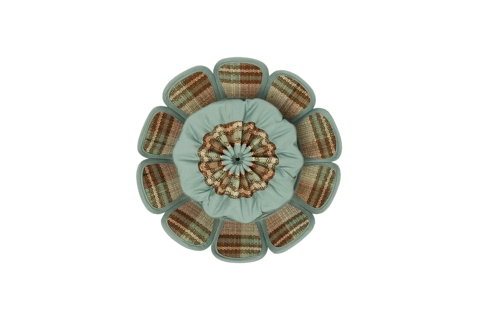 Top view of the Lorna Murray Lake Como Island Manhattan Hat showcasing its circular woven crown, pleated brim and artisan craftsmanship.