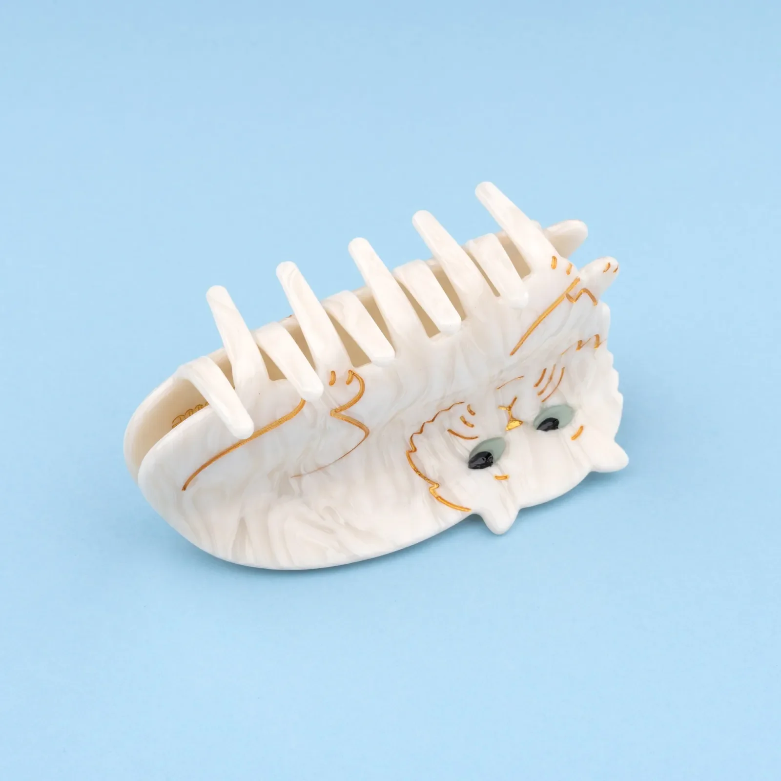 Coucou Suzette Persian Cat Hair Claw in glossy cellulose acetate, a playful French cat hair accessory for cat lovers.