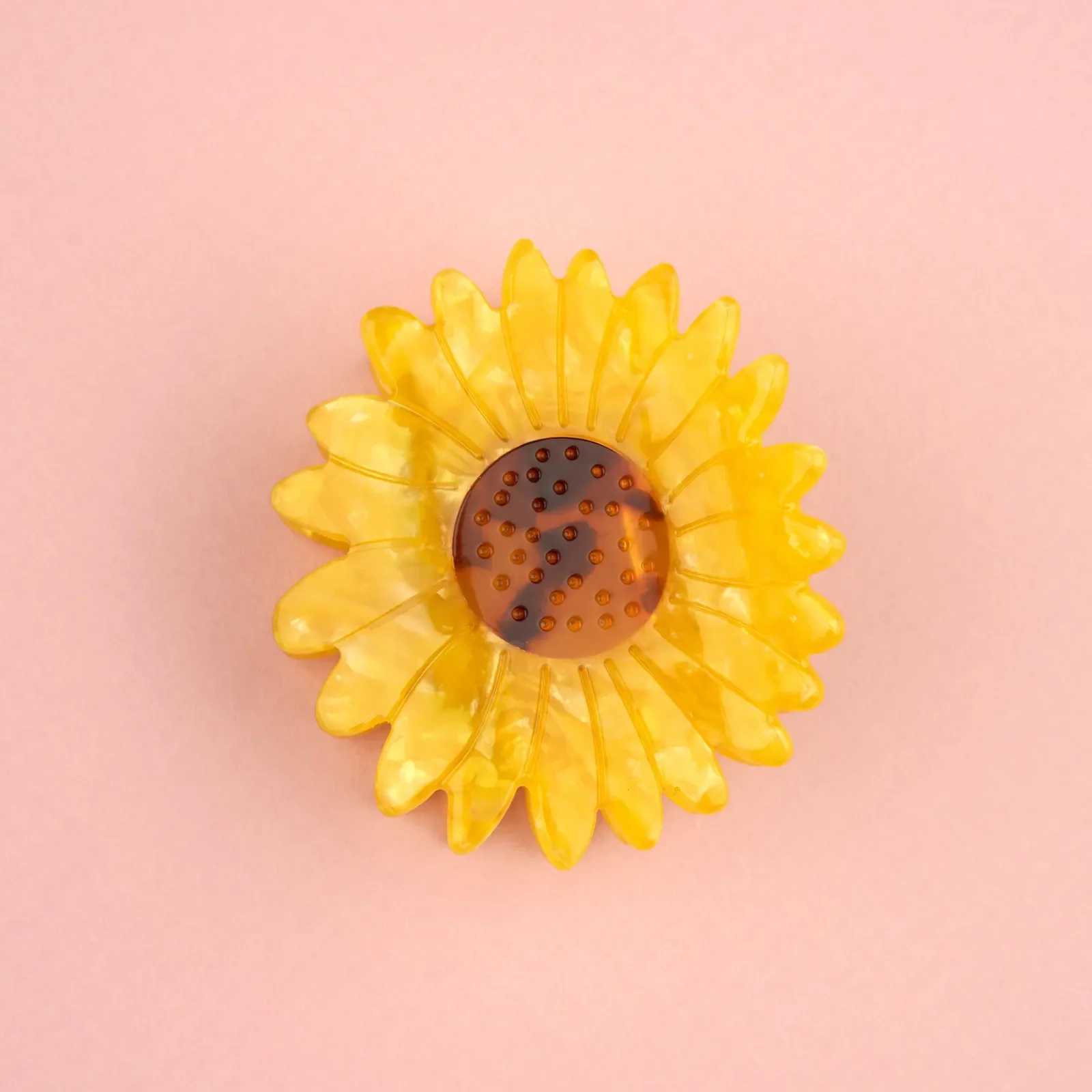 Coucou Suzette Sunflower Hair Claw in glossy cellulose acetate, a bright French flower hair accessory curated by Goosebump.