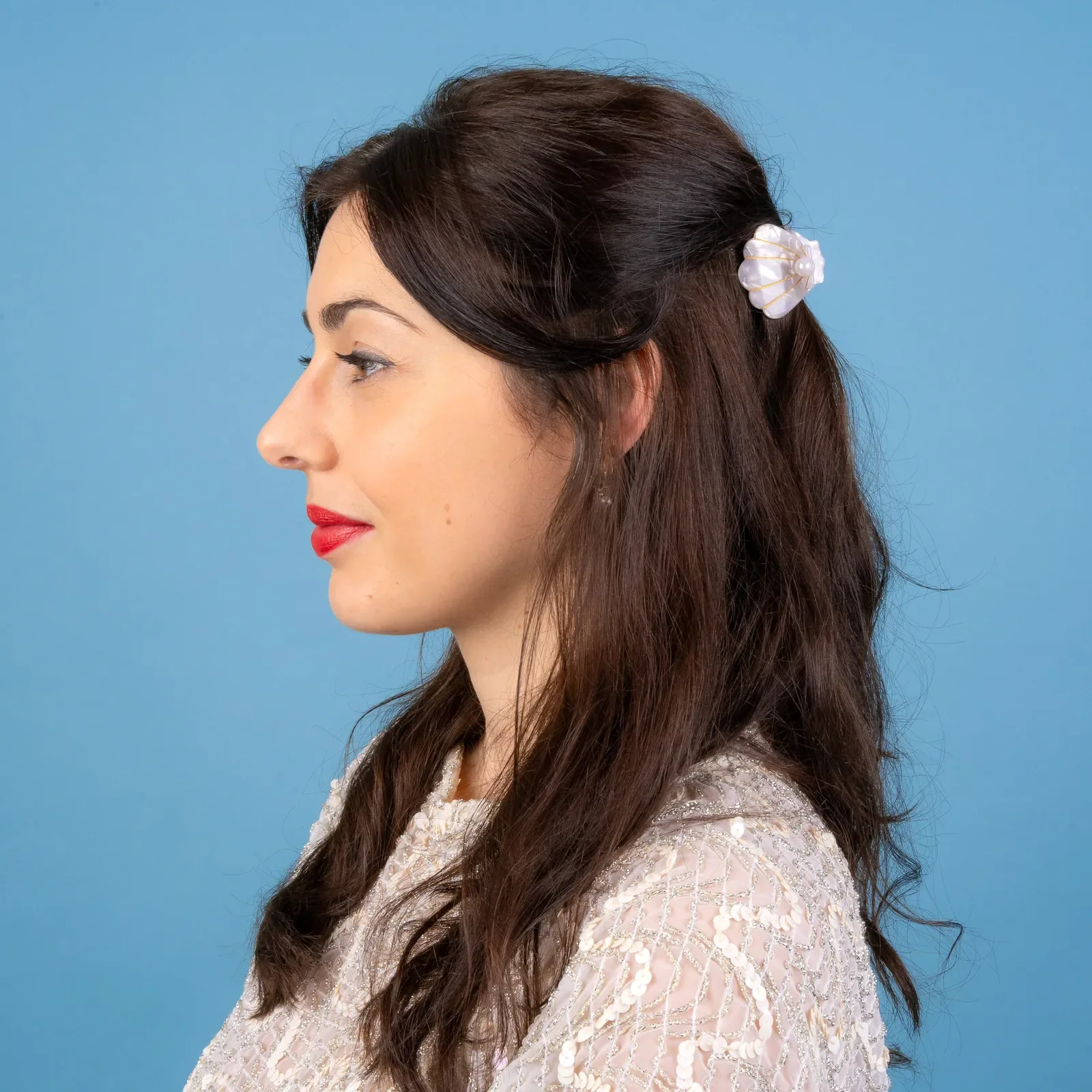 Coucou Suzette Poppy Hair Claw in glossy cellulose acetate, a vivid French flower hair accessory curated by Goosebump.
