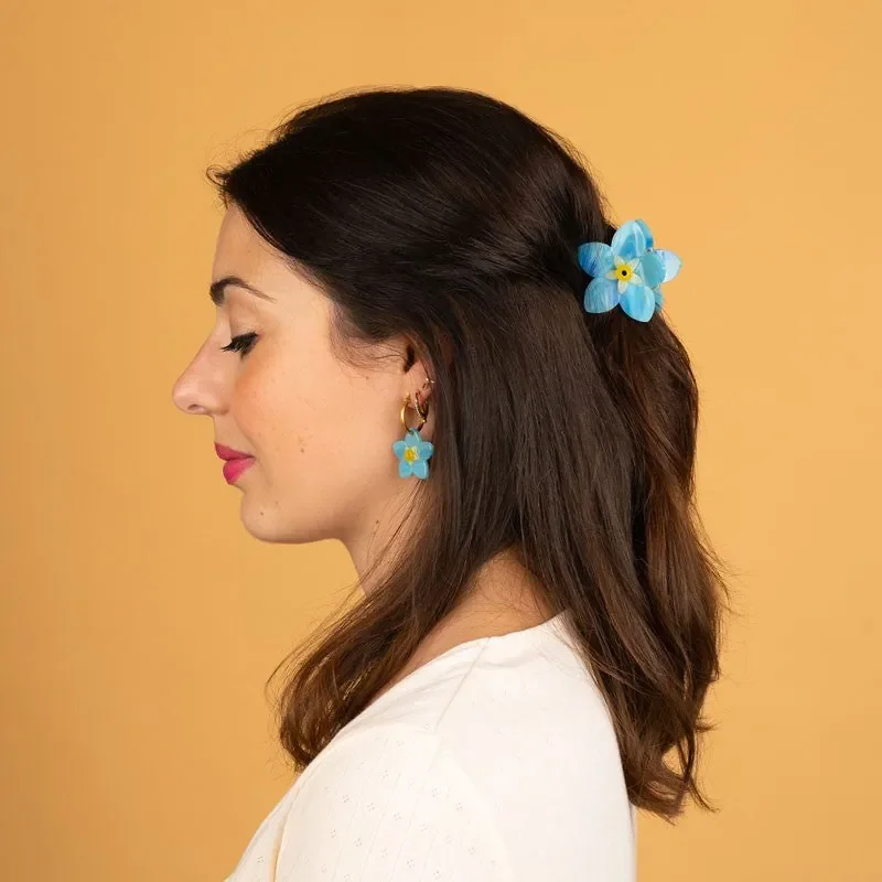 Coucou Suzette Forget-Me-Not Hair Claw in glossy cellulose acetate, a delicate French flower hair accessory curated by Goosebump.