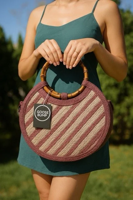 KARNVELA X GOOSEBUMP | Handmade | Wild Fig Stripes Sisal Handbag
