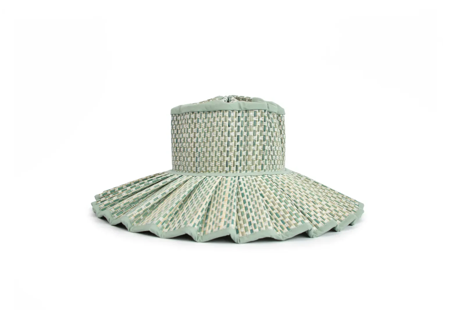 Lorna Murray Fiji Capri Hat front view in handwoven natural grass fibres with a Midi brim.