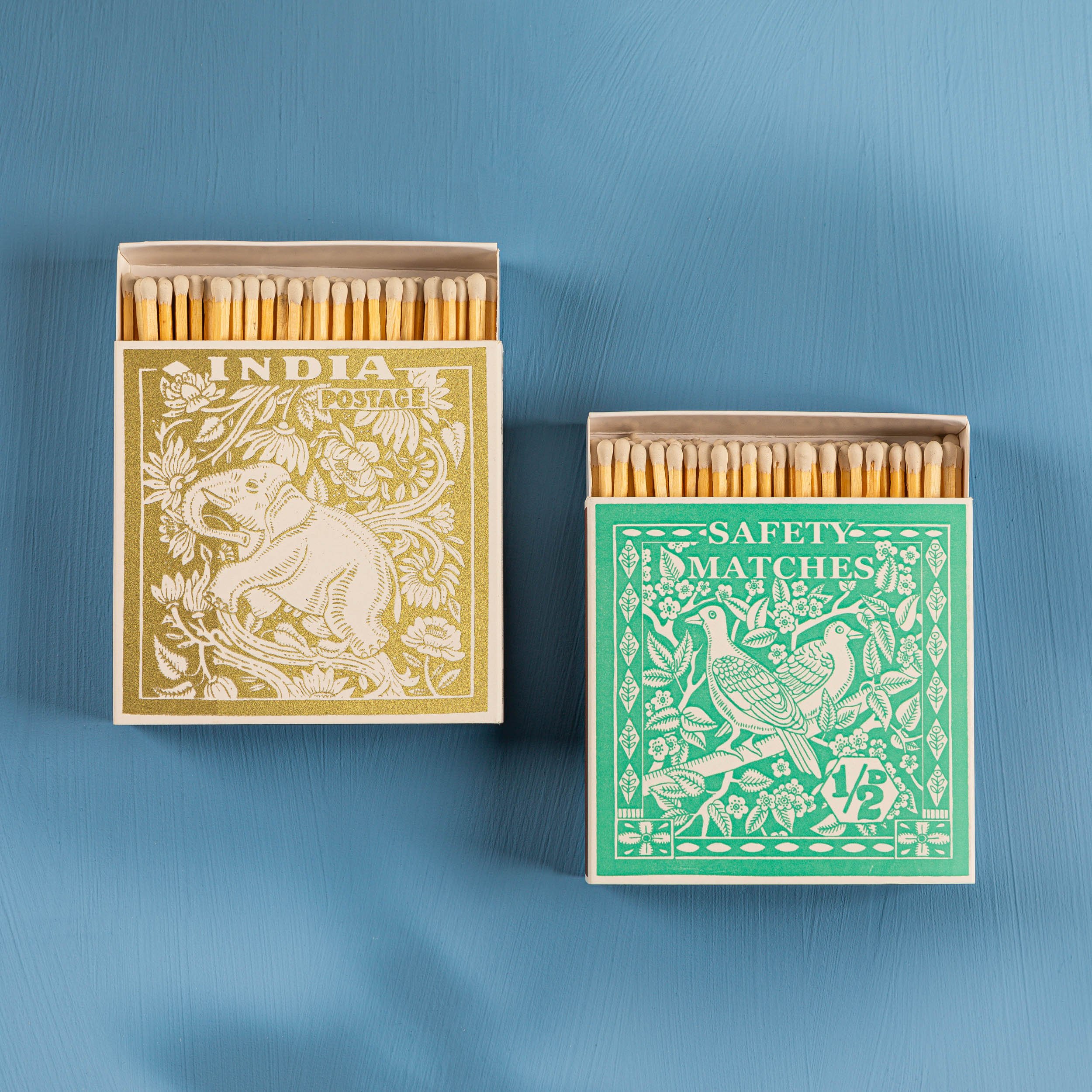 Birdy Stamp Matchbox by Ariane Butto, vintage stamp design, artistic matchbox available at Goosebump.live in Hong Kong.
