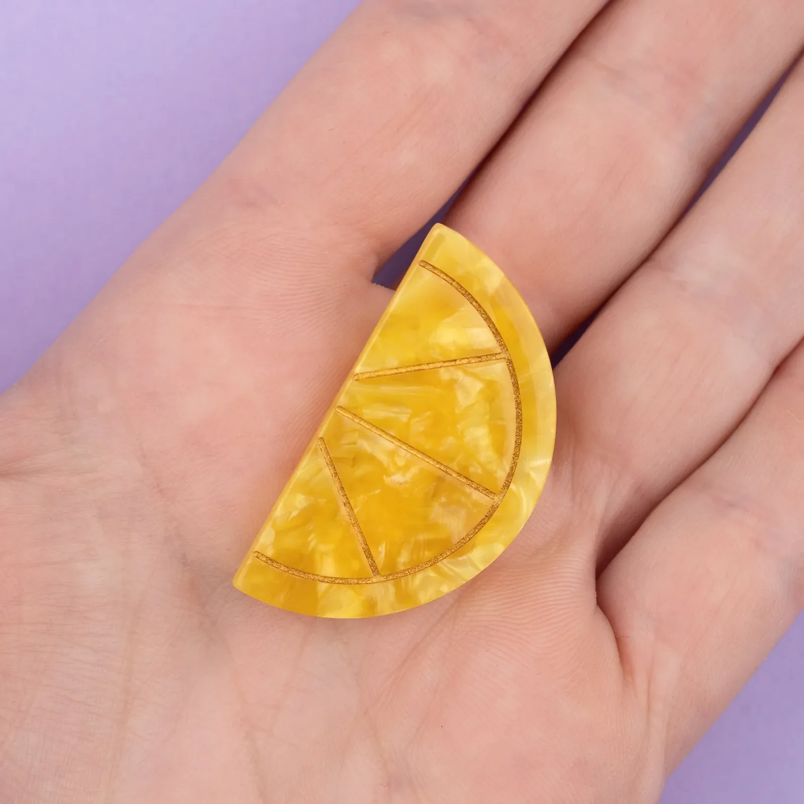 Coucou Suzette Lemon Barrette in glossy cellulose acetate, a playful French fruit-inspired hair clip curated by Goosebump.