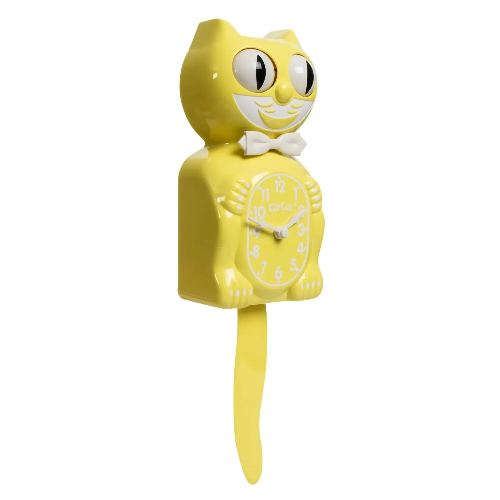 Spring Daffodil Yellow Kit-Cat Klock in bright yellow with moving eyes and wagging tail, available at Goosebump Hong Kong.