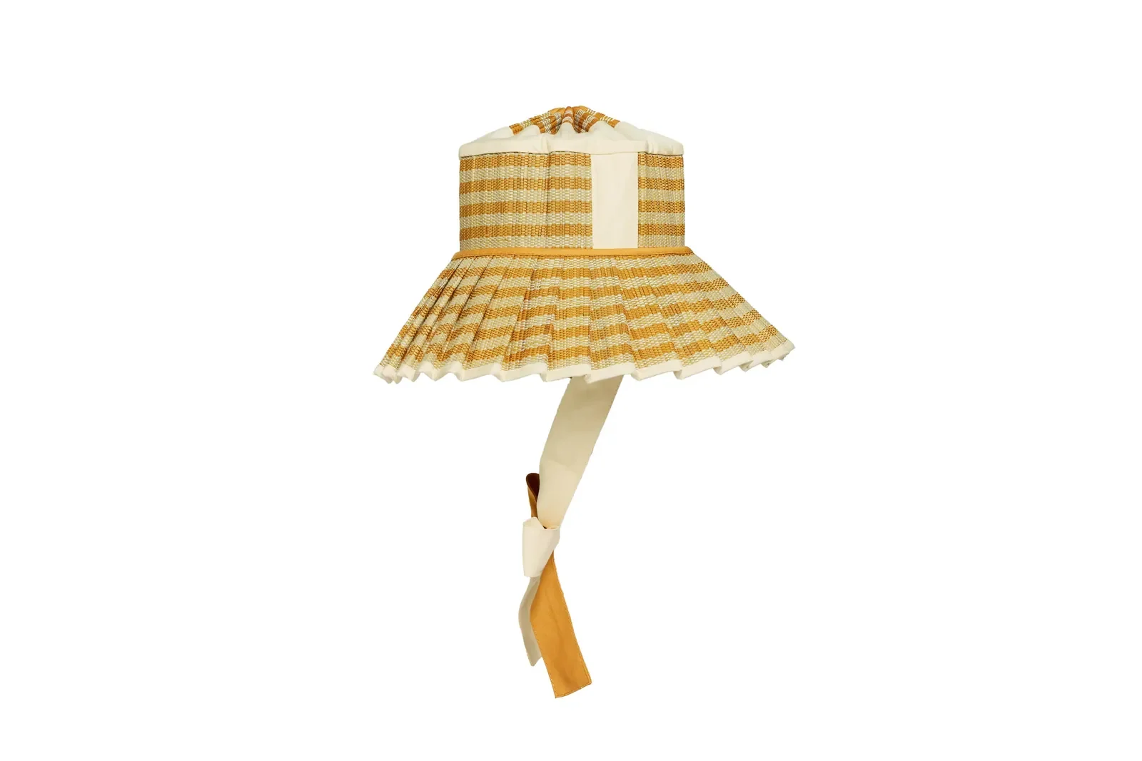 Side profile of the Lorna Murray Sundream Island Ravello Hat highlighting its structured woven brim and fabric ties.