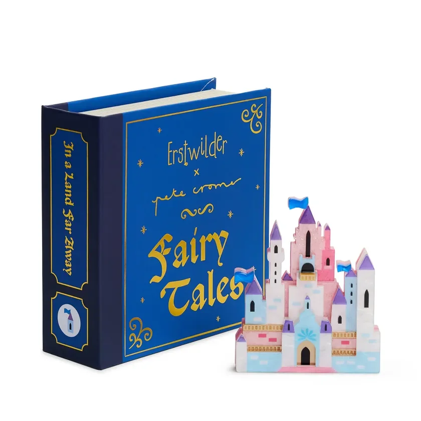 Erstwilder In a Land Far Away bonus brooch in pink and blue castle colourway from the Fairy Tales Part 2 collection