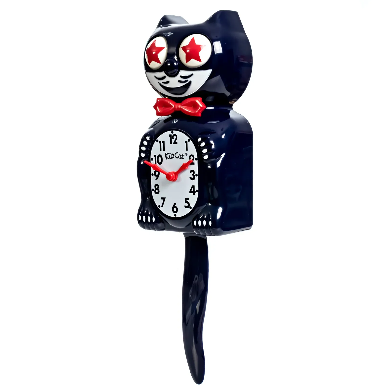 Kit-Cat Klock Old Glory Special Edition blue wall clock with red star eyes, red hands and commemorative red tail