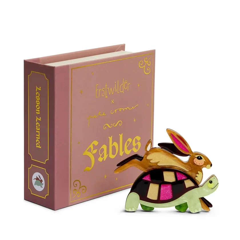 Discover Erstwilder x Pete Cromer Fairy Tales Part 2 at Goosebump Hong Kong. A tortoise-and-hare inspired brooch for encouragement gifts, collectors and story lovers.
