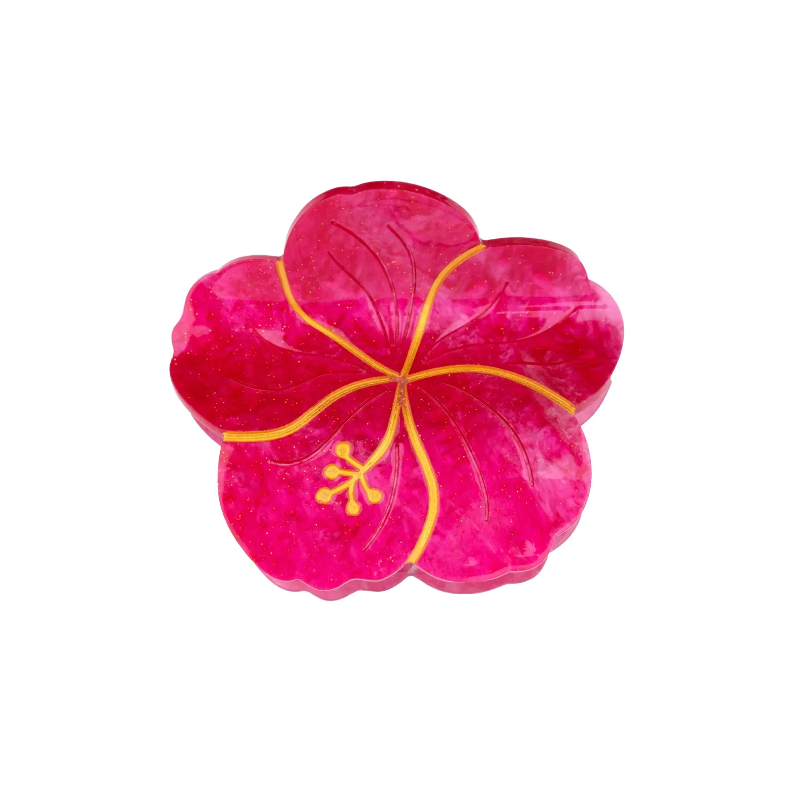 Coucou Suzette Hibiscus Hair Claw in glossy cellulose acetate, a colourful French flower hair accessory curated by Goosebump.