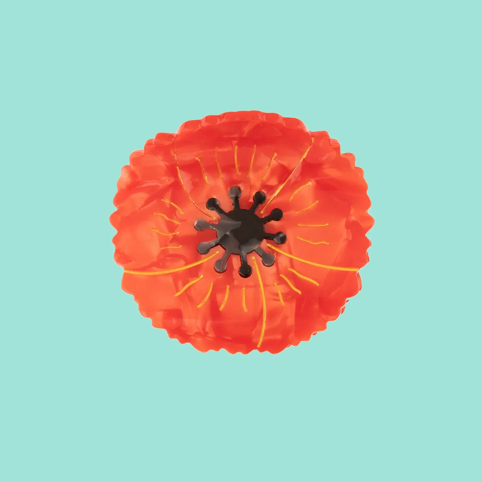 Coucou Suzette Poppy Hair Claw in glossy cellulose acetate, a vivid French flower hair accessory curated by Goosebump.