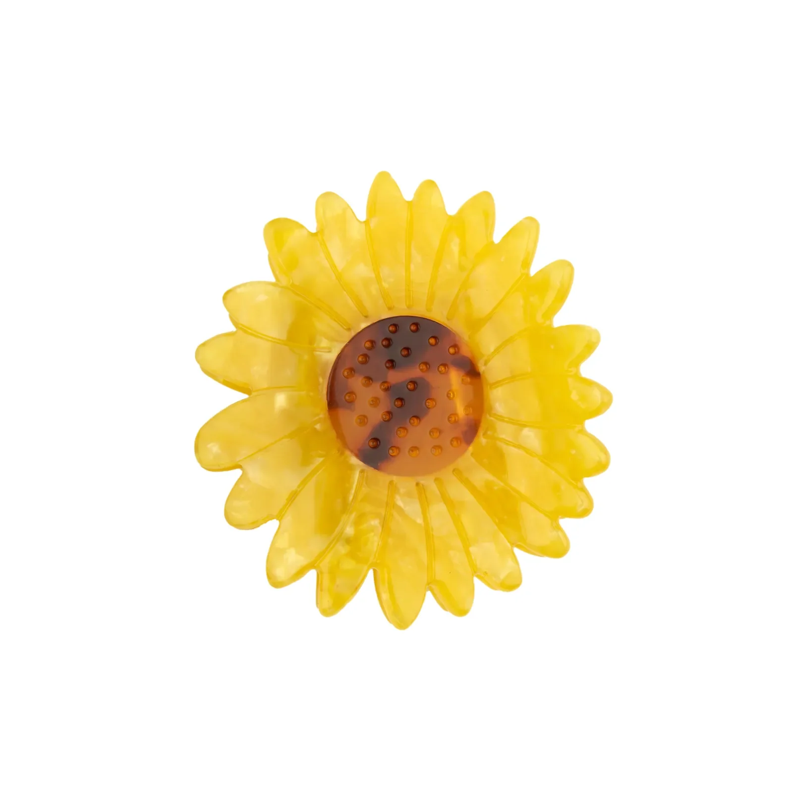 Coucou Suzette Sunflower Hair Claw in glossy cellulose acetate, a bright French flower hair accessory curated by Goosebump.