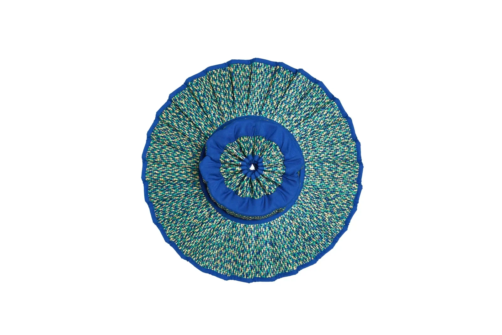 Top view of the Lorna Murray Skyline Island Capri Hat showing the circular woven crown and artisan craftsmanship.