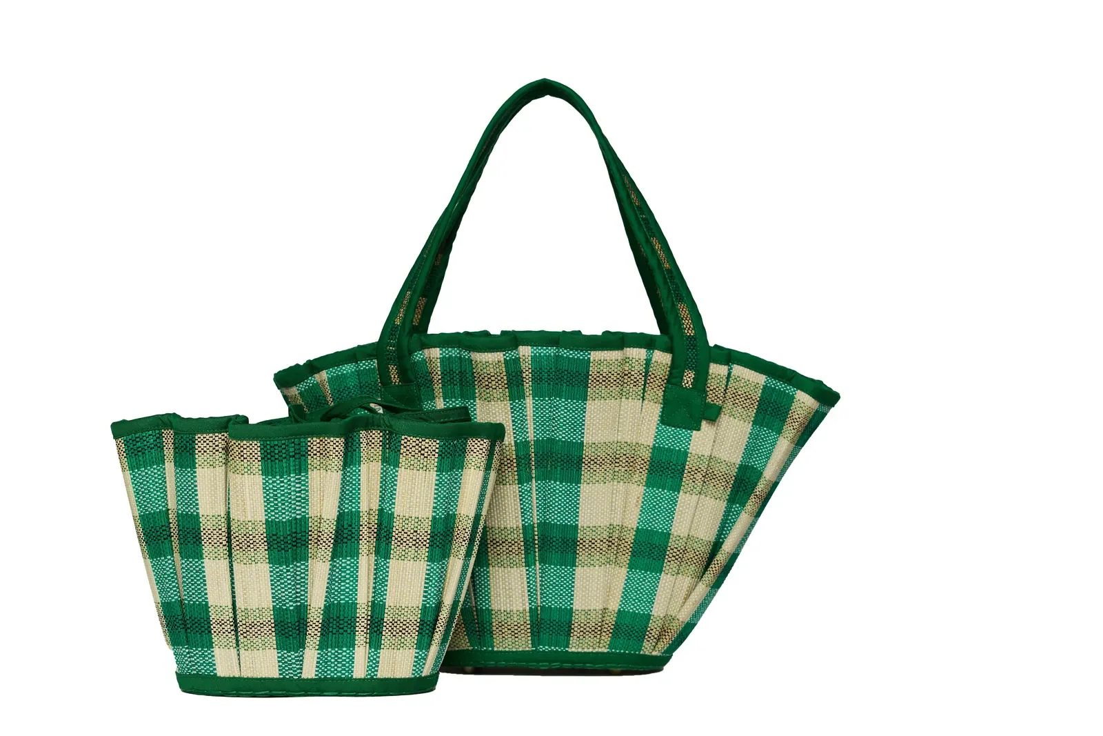 Angled back view of the Lorna Murray Darwin Mini Tropez Tote highlighting its structured woven silhouette and carry handles.