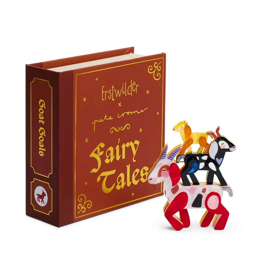 Erstwilder Goat Goals Brooch from the Pete Cromer Fairy Tales Part 2 collection, a colourful goat-inspired resin brooch for thoughtful gifting.